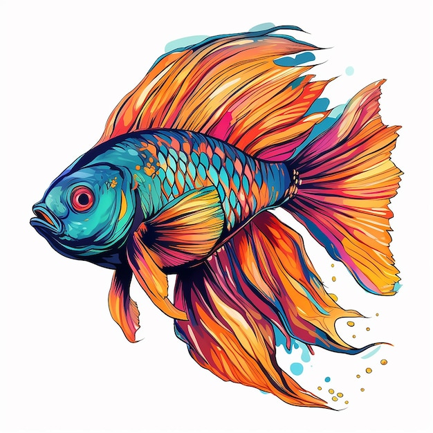 un disegno di un pesce che ha i colori dell'arcobaleno