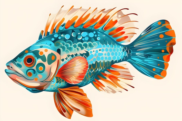 un disegno di un pesce con la parola pesce su di esso