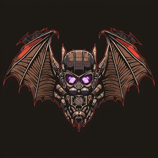 un disegno di un pipistrello con uno sfondo rosso e nero