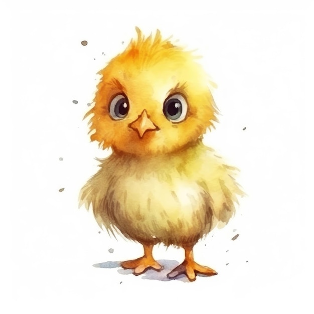 un disegno di un pollo con gli occhi azzurri e un occhio nero.