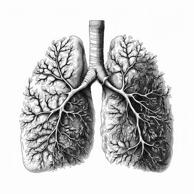 Un disegno di un polmone con sopra la parola polmone