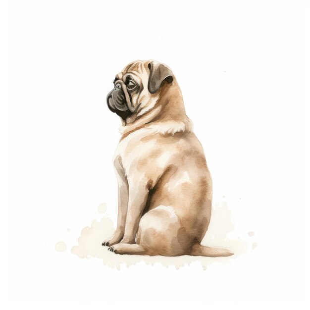 un disegno di un pug seduto al sole