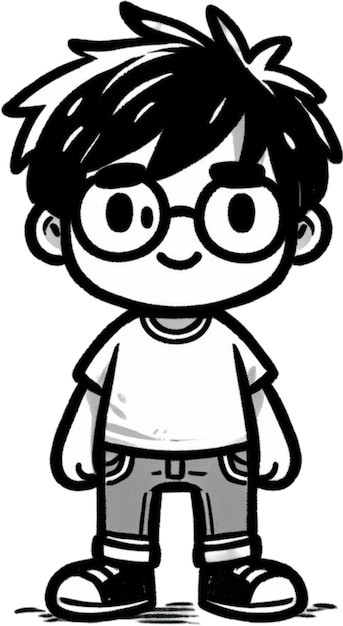un disegno di un ragazzo con gli occhiali e una camicia che dice im a