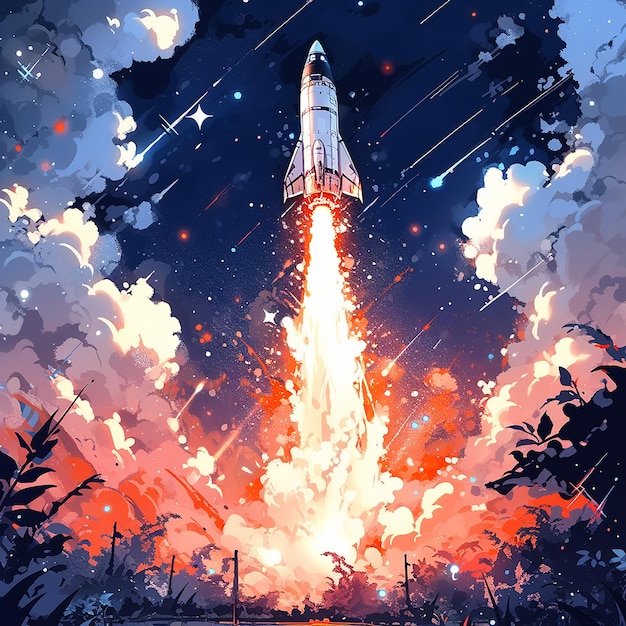 Un disegno di un razzo con sopra la scritta Space Shuttle