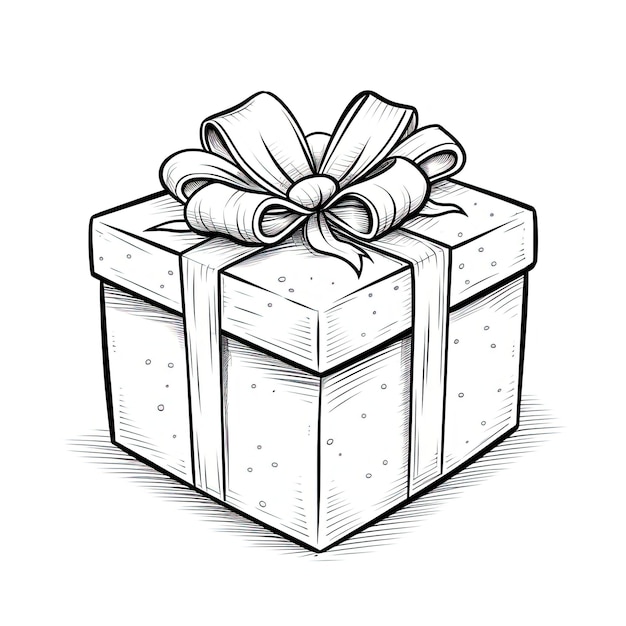 un disegno di un regalo o di una scatola nello stile di un lavoro di linea semplificato