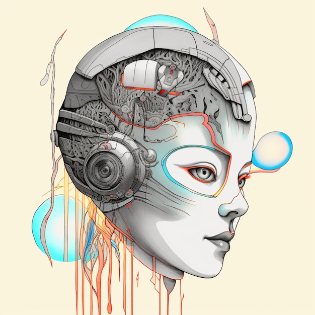 Un disegno di un robot con un cervello al suo interno.