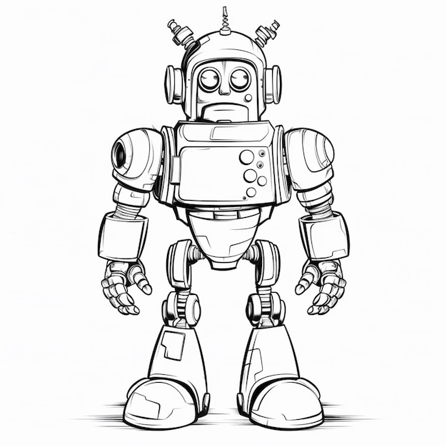 Un disegno di un robot con una grande testa e un grande corpo generativo ai