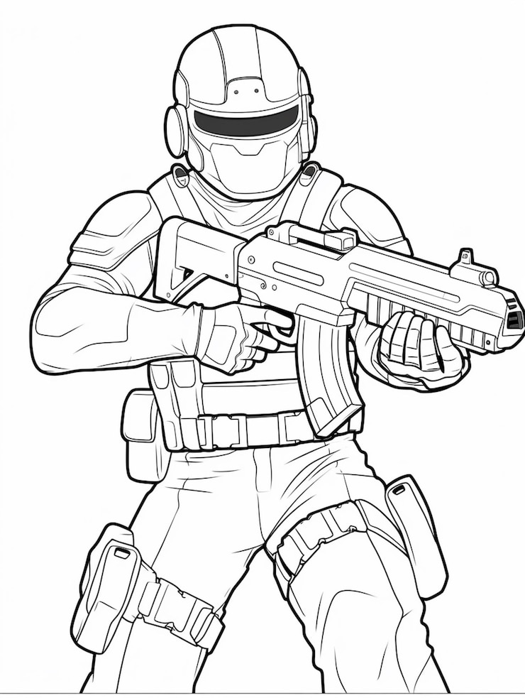 un disegno di un soldato con una pistola in mano ai generativa