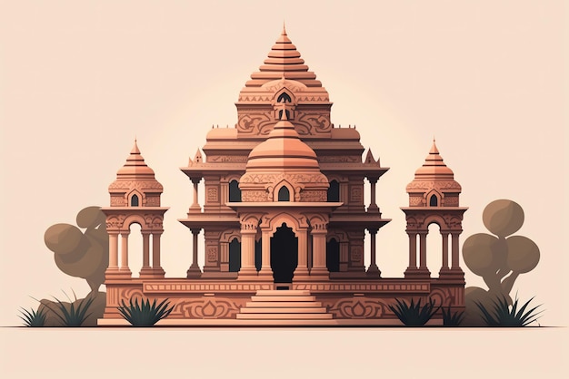 Un disegno di un tempio con un cartello che dice "il tempio del sole"