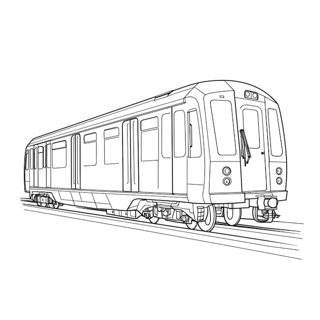 Un disegno di un treno su un binario con uno sfondo bianco generativo ai