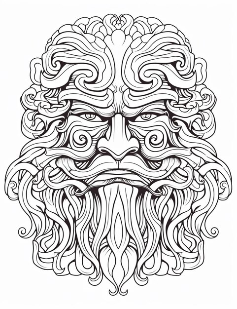 un disegno di un uomo con la barba e la barba ai generativa