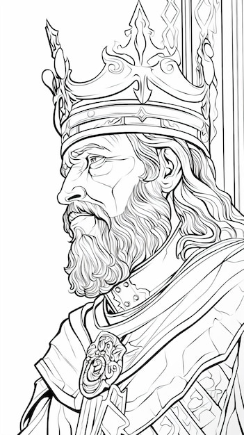 un disegno di un uomo con una corona in testa