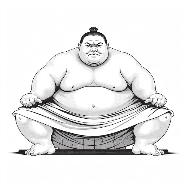 un disegno di un uomo grasso con una maglietta con su scritto "grande".