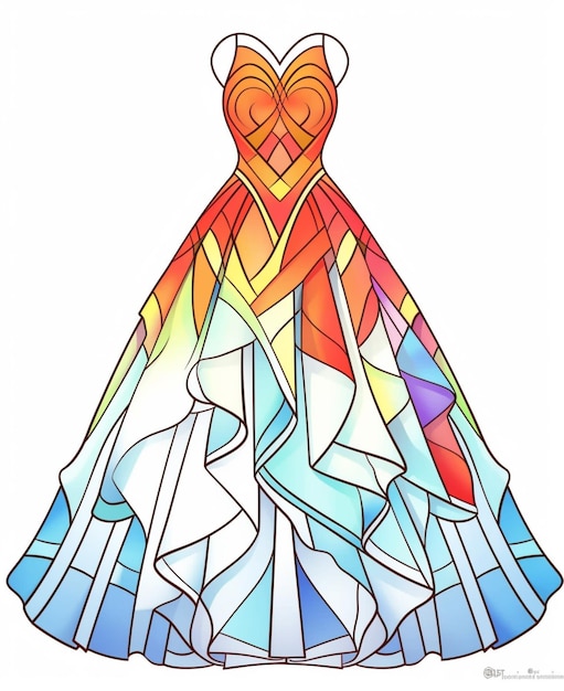 Un disegno di un vestito con un disegno colorato generativo ai