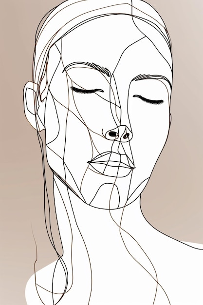 un disegno di una donna con gli occhi chiusi e la faccia disegnata generativa ai