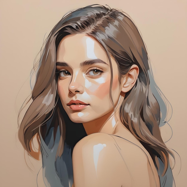 un disegno di una donna con i capelli lunghi