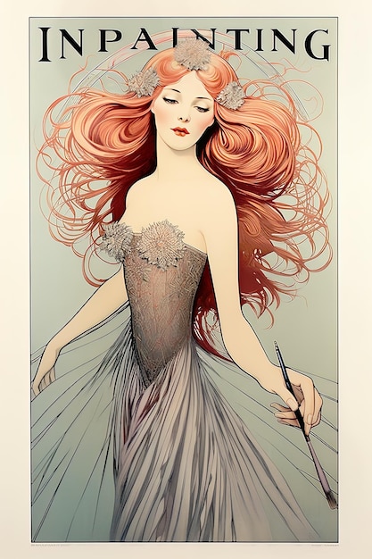un disegno di una donna con i capelli rossi che tiene un coltello