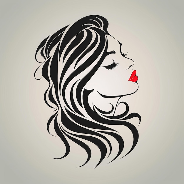 un disegno di una donna con le labbra rosse e uno sfondo nero