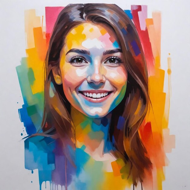 un disegno di una donna con un sorriso sul viso