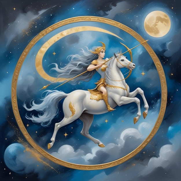 un disegno di una donna Sagittario segno zodiacale Sagittario