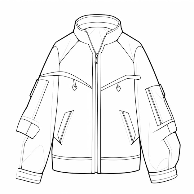 Un disegno di una giacca con un collare a cerniera e un collar generativo a cerniere