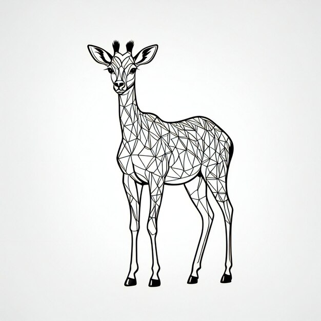 un disegno di una giraffa con una corona su di essa
