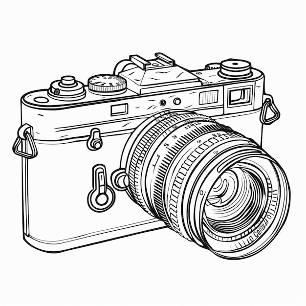 un disegno di una macchina fotografica con un disegno della macchina fotografica su di esso