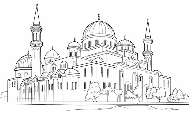 un disegno di una moschea con un disegno di una moschea.