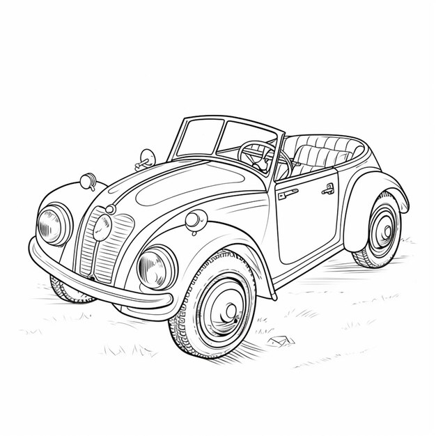 un disegno di una piccola auto con il tetto abbassato