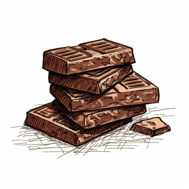 Un disegno di una pila di tavolette di cioccolato a cui manca un pezzo di intelligenza artificiale generativa