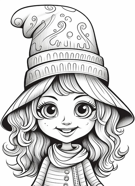 un disegno di una ragazza con un cappello su cui c'è scritto "b".