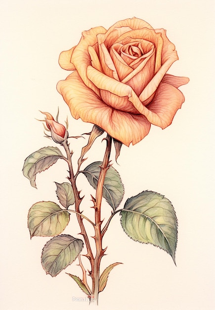 Un disegno di una rosa con sopra il nome rosa