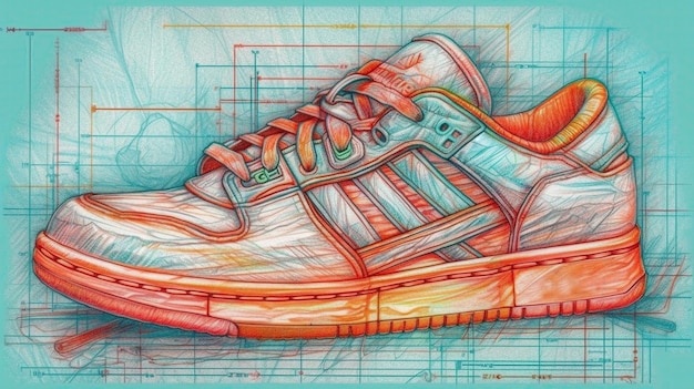 Un disegno di una sneaker di adidas.