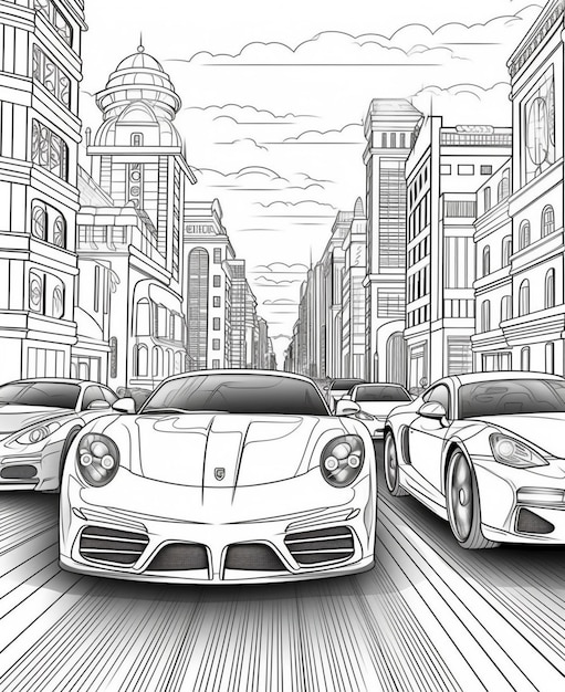 un disegno di una strada con automobili che la percorrono ai generatrice