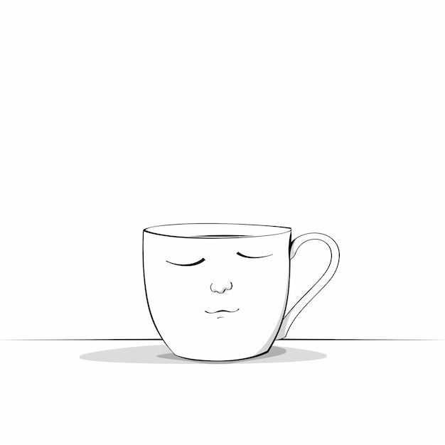 un disegno di una tazza con una faccia disegnata generativa ai