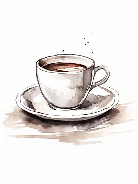 un disegno di una tazza di caffè con una tazza di caffè.