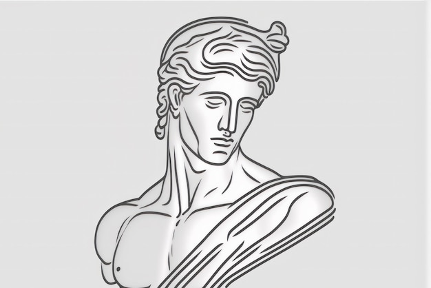 Un disegno di una testa di una statua romana, creato con l'IA generativa