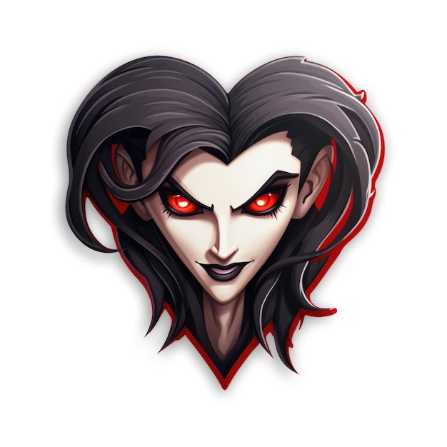 Un disegno di una vampira con gli occhi rossi Arte digitale