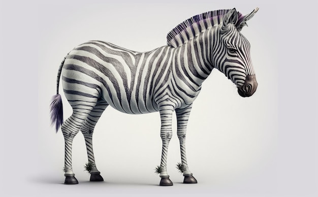 Un disegno di una zebra con sopra la parola zebra. stile del fumetto dell'acquerello ai generato