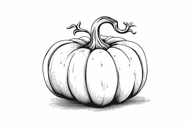 Un disegno di una zucca con una vite in cima generativa ai