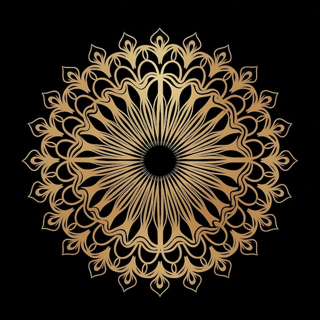 un disegno dorato su uno sfondo nero con un disegno oro