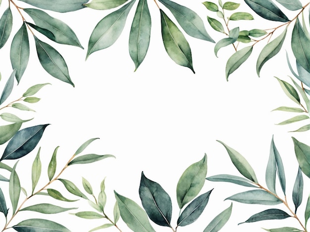 un disegno floreale con foglie verdi e rami illustrazione ad acquerello su sfondo bianco