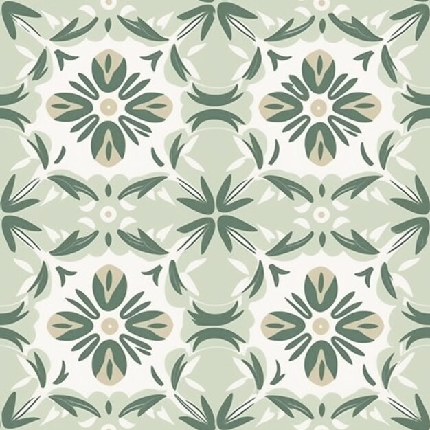 un disegno floreale verde e bianco con un disegno circolare generativo ai