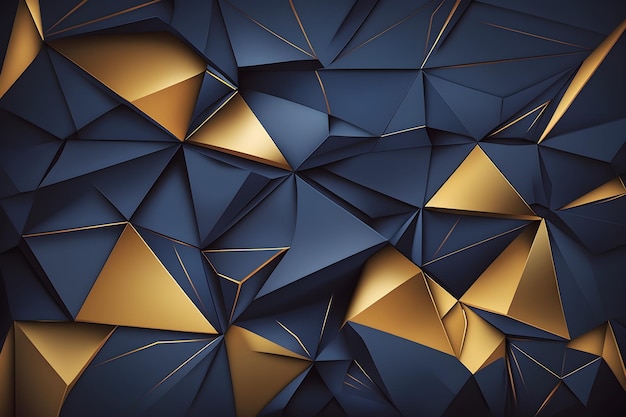 Un disegno geometrico blu e oro con sfondo blu