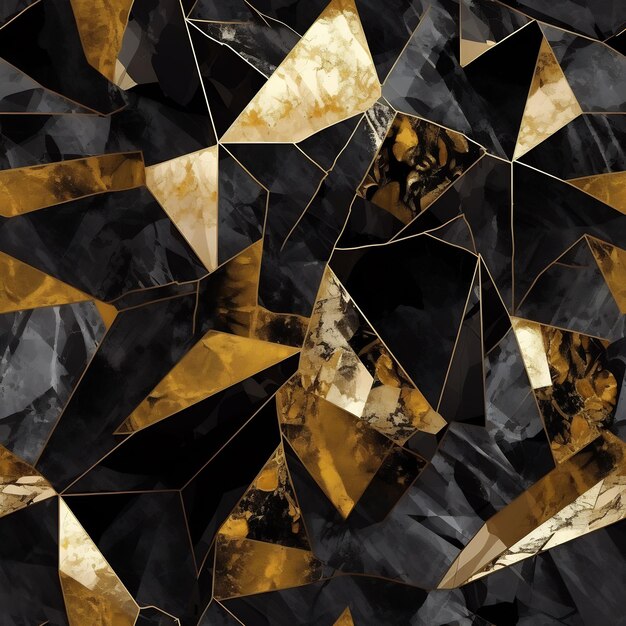 un disegno geometrico nero e oro su sfondo bianco.