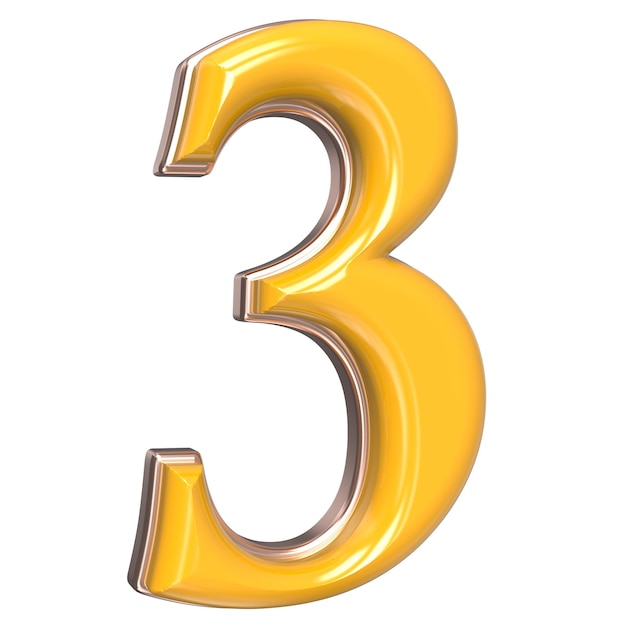un disegno giallo e arancione con il numero 3