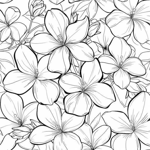 un disegno in bianco e nero di fiori con le parole "fiori"