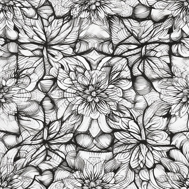 Un disegno in bianco e nero di fiori su uno sfondo bianco