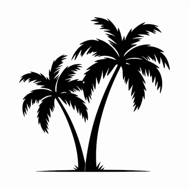 un disegno in bianco e nero di palme in un ph nero e bianco