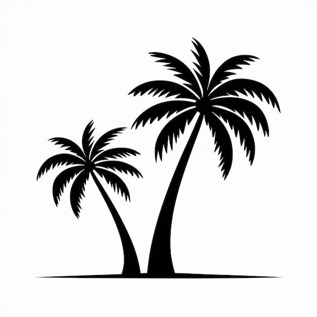 un disegno in bianco e nero di palme in un ph nero e bianco
